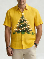 Dashiell | Men's Festive Print Short Sleeve Christmas Blouse