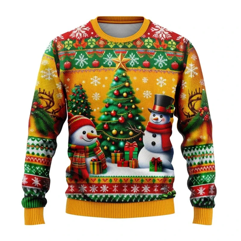 Siegbert | Men's Snowflake Print Crew Neck Christmas Blouse