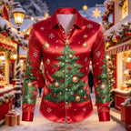 Louis | Men's Christmas Blouse with Gingerbread Print