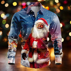 Barnabas | Men's Santa Print Christmas Blouse Button-Down
