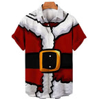 Gunner | Men's Short Sleeve Christmas Blouse with Santa Print
