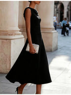 Maartje | Women's Draped Cowl-Neck Ruched-Waist Midi Dress