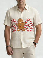 Dashiell | Men's Festive Print Short Sleeve Christmas Blouse
