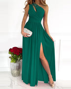 Evi | Women's One-Shoulder Wrap Maxi Dress with Slit
