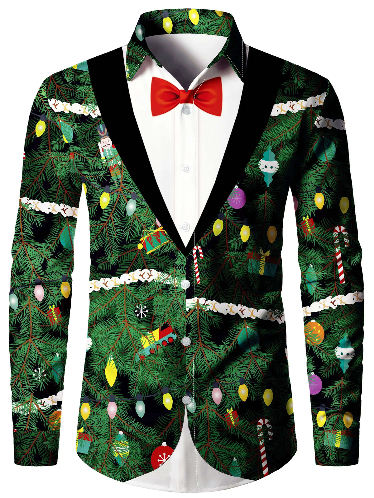 Ambros | Christmas Blouse Faux-Tailcoat Button-Down Shirt for Men