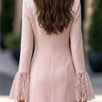 Maia | Women's Double-Breasted Lace-Cuff Blazer Dress