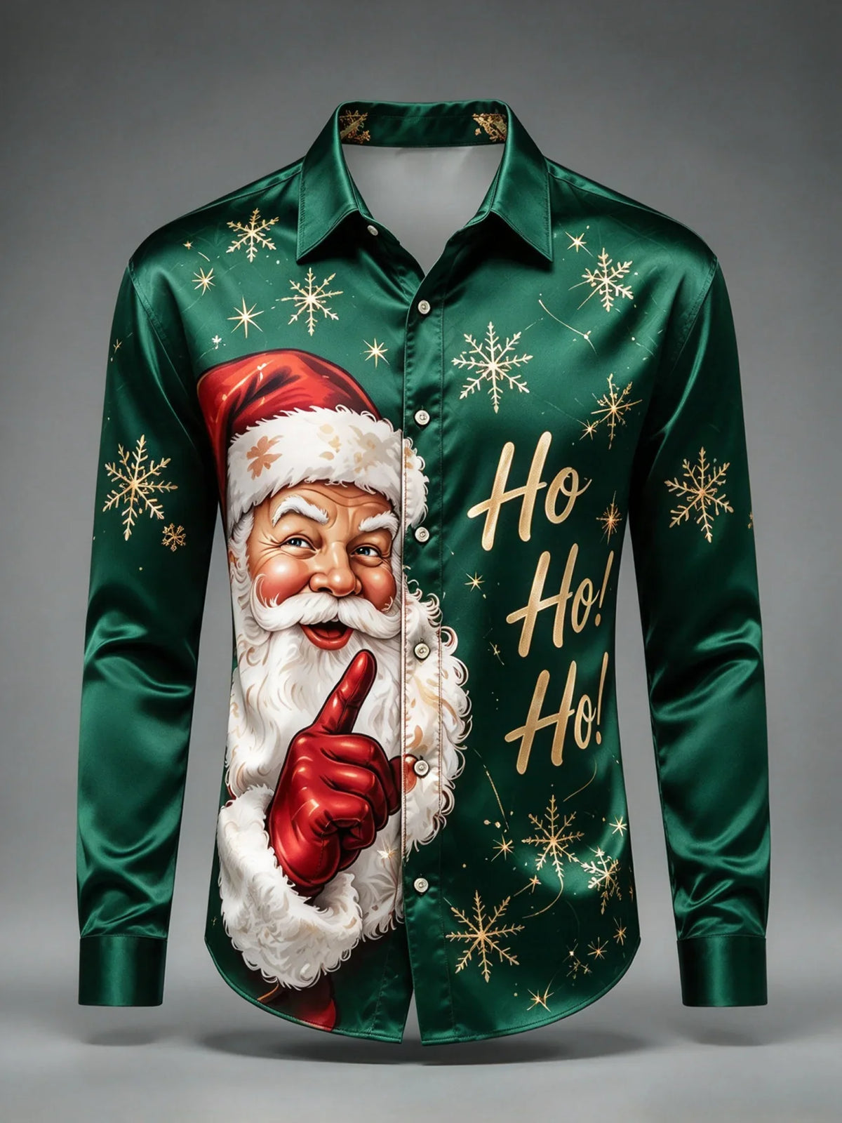 Erhard | Men's Santa Print Christmas Blouse Button-Up Shirt