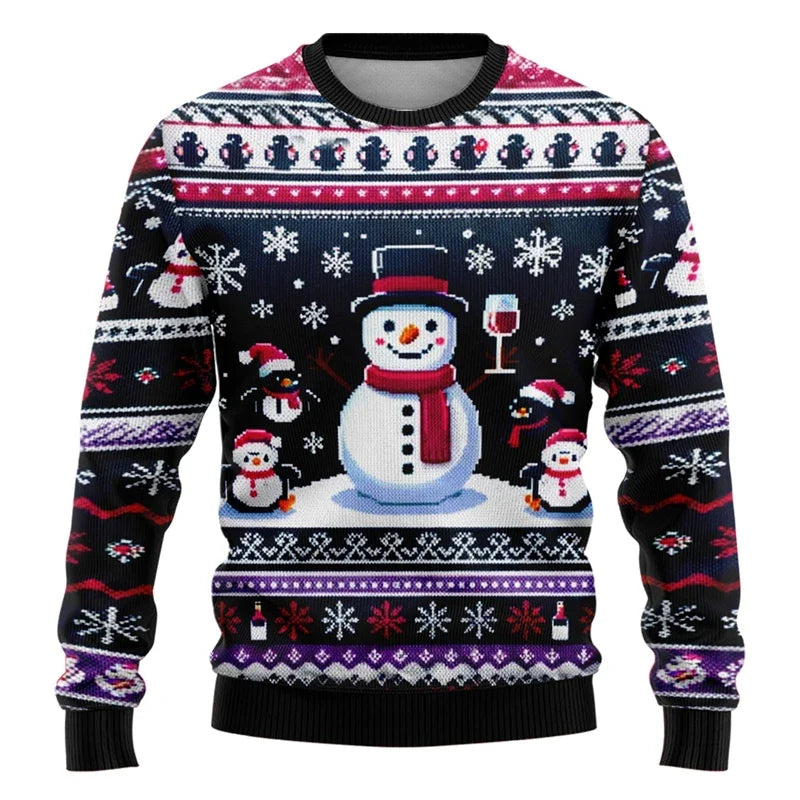 Siegbert | Men's Snowflake Print Crew Neck Christmas Blouse