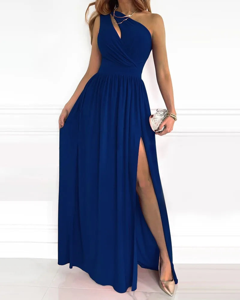 Evi | Women's One-Shoulder Wrap Maxi Dress with Slit