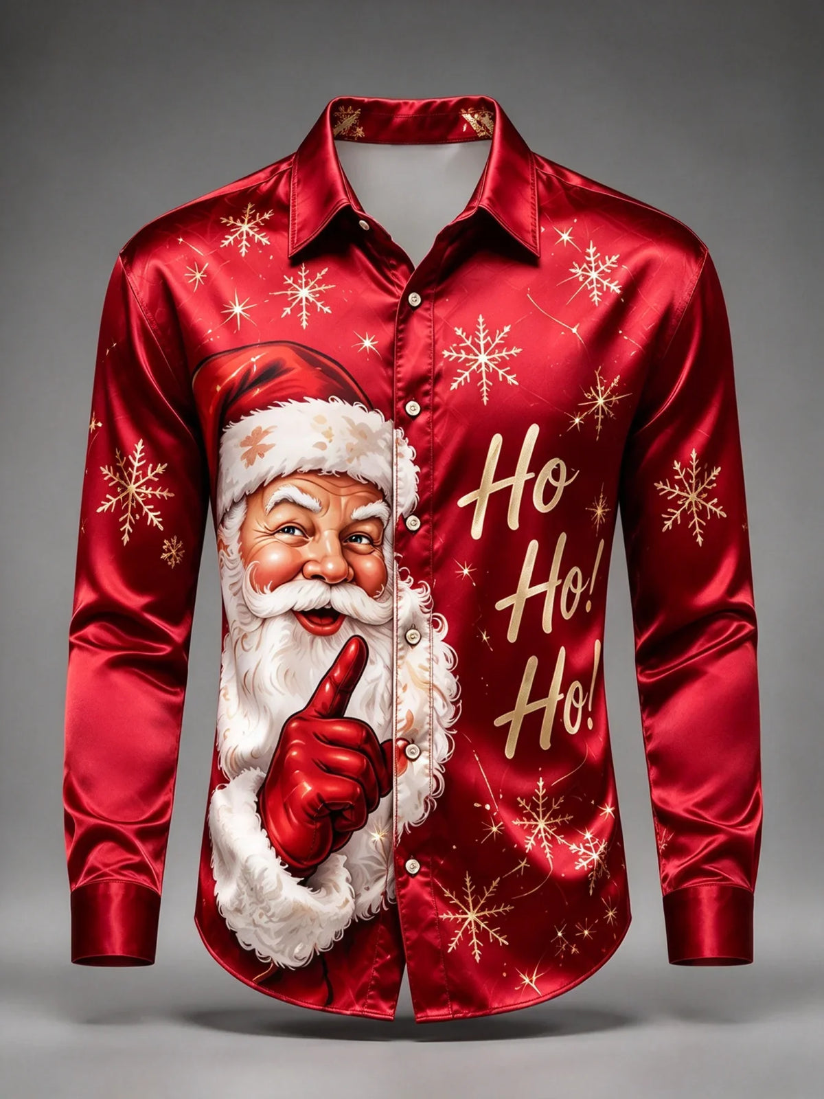 Erhard | Men's Santa Print Christmas Blouse Button-Up Shirt