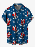 Jelte | Men's Santa Print Short Sleeve Christmas Blouse