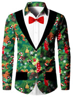 Ambros | Christmas Blouse Faux-Tailcoat Button-Down Shirt for Men