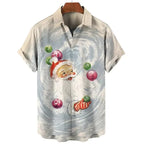 Gunner | Men's Short Sleeve Christmas Blouse with Santa Print