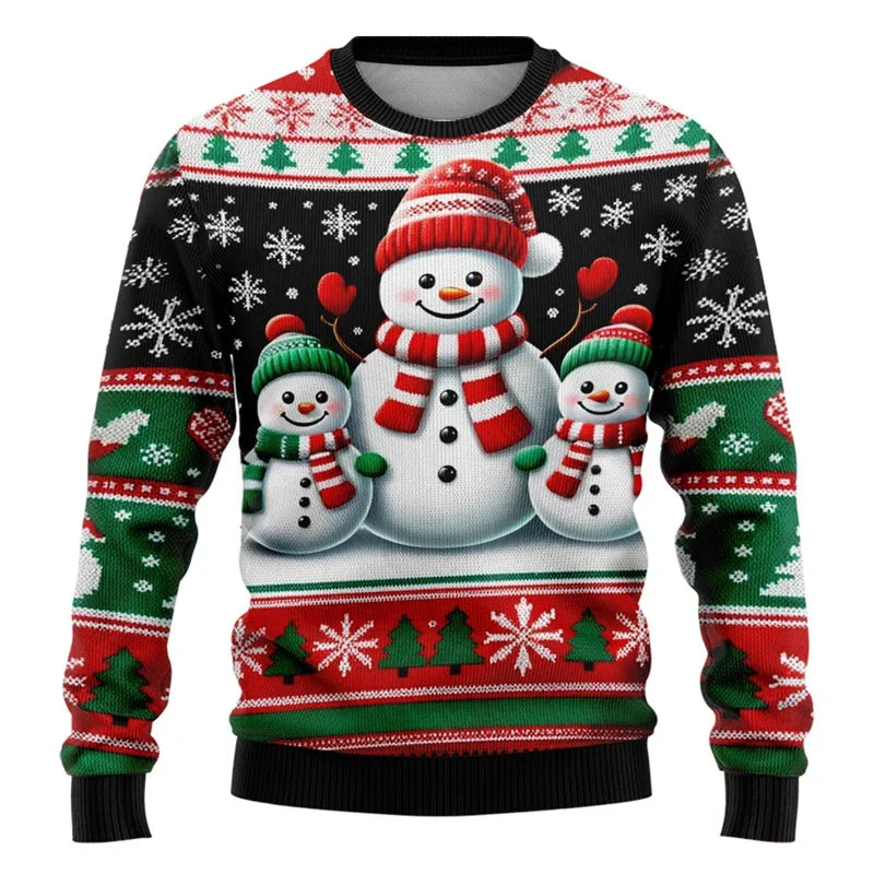 Siegbert | Men's Snowflake Print Crew Neck Christmas Blouse