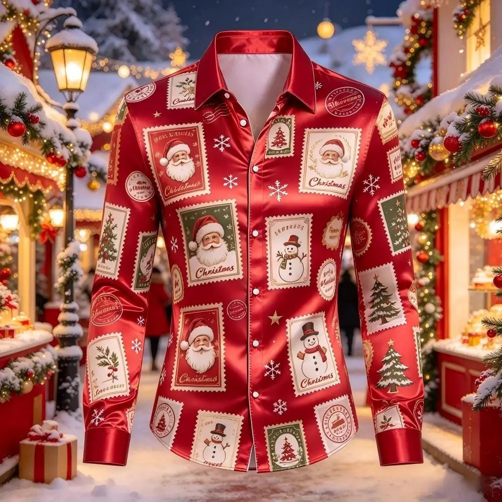 Louis | Men's Christmas Blouse with Gingerbread Print
