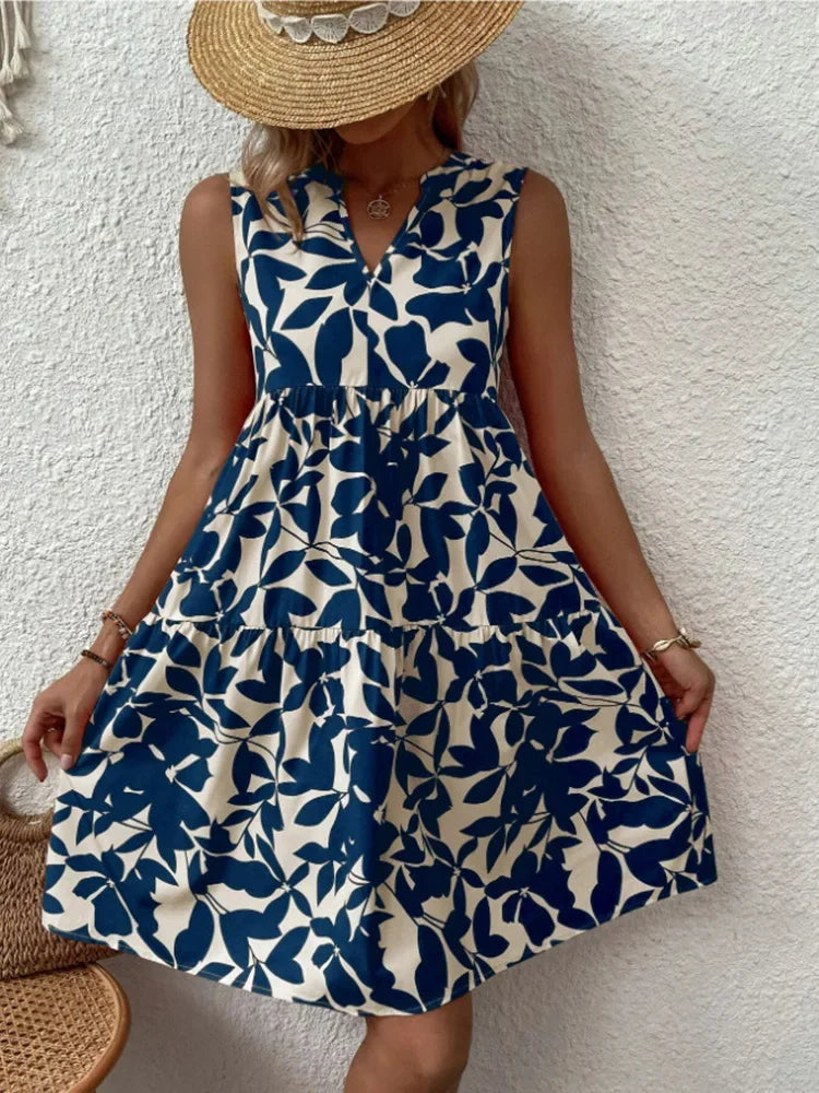 Nikoline | Women's Floral Print A-Line Mini Dress with V-Neck