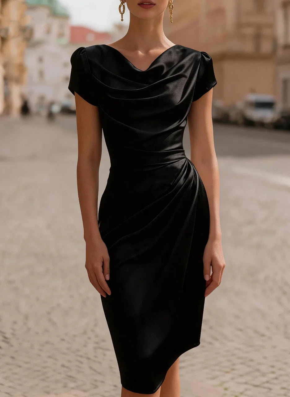 Lykke | Women's Draped Cowl-Neck Midi Dress