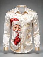 Erhard | Men's Santa Print Christmas Blouse Button-Up Shirt