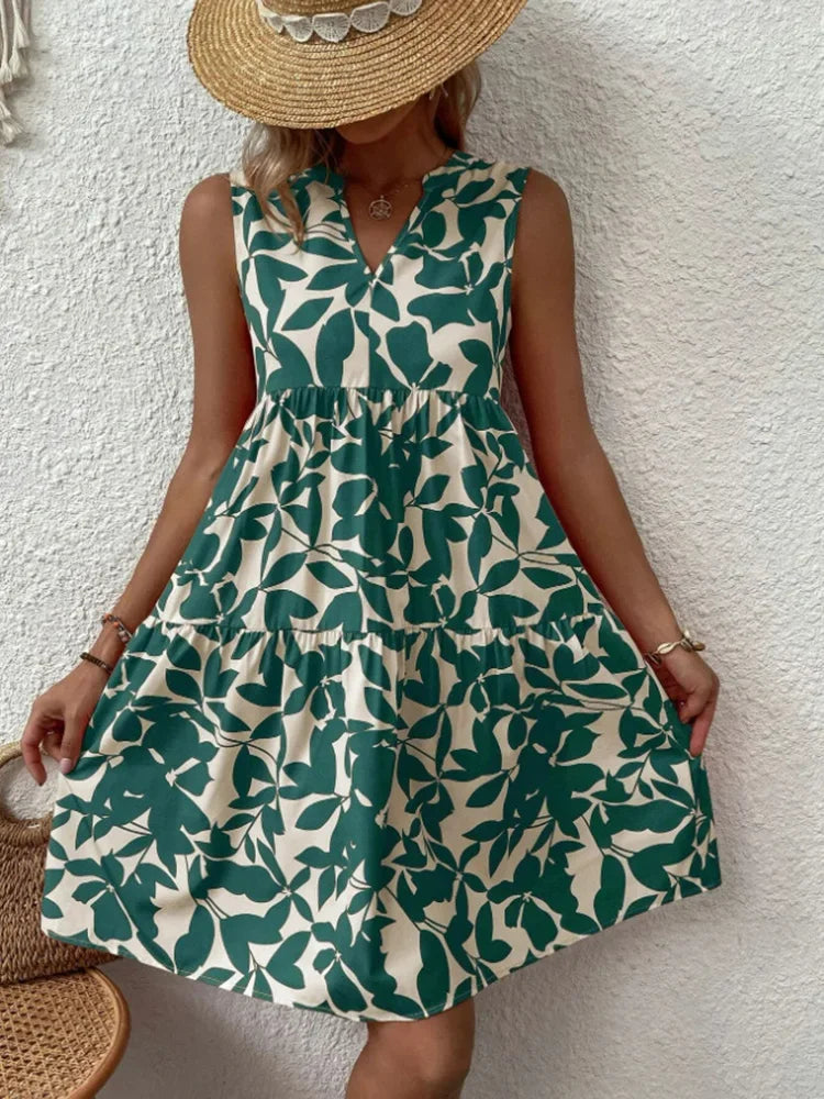 Nikoline | Women's Floral Print A-Line Mini Dress with V-Neck
