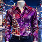Jakob | Men's Christmas Blouse with Snowflake Print, Collared