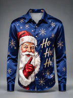 Erhard | Men's Santa Print Christmas Blouse Button-Up Shirt