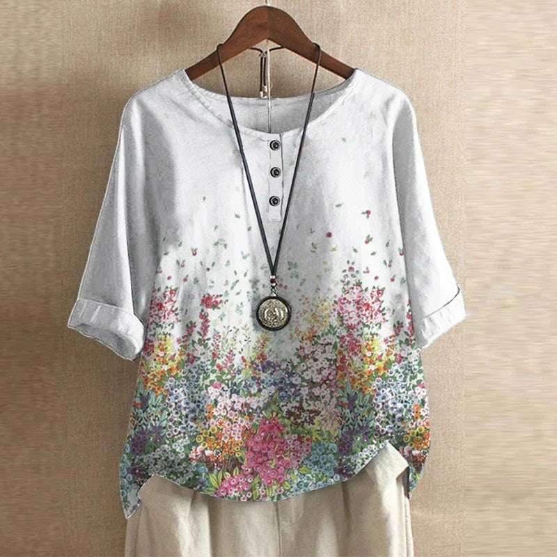 Chiara | Women's Floral Print Short Sleeve Blouse