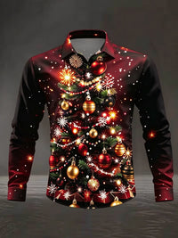 Quirin | Men's Snowflake Print Christmas Blouse with Collar