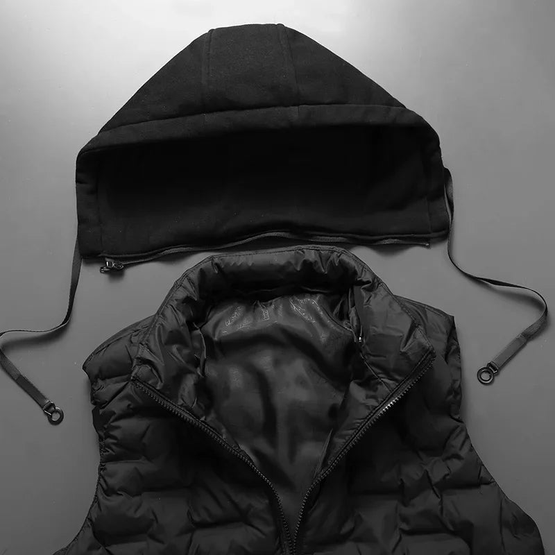 Vaughn | Men's Quilted Zip-Up Hooded Vest with Pockets