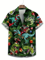 Mathieu | Men's Printed Short Sleeve Christmas Blouse
