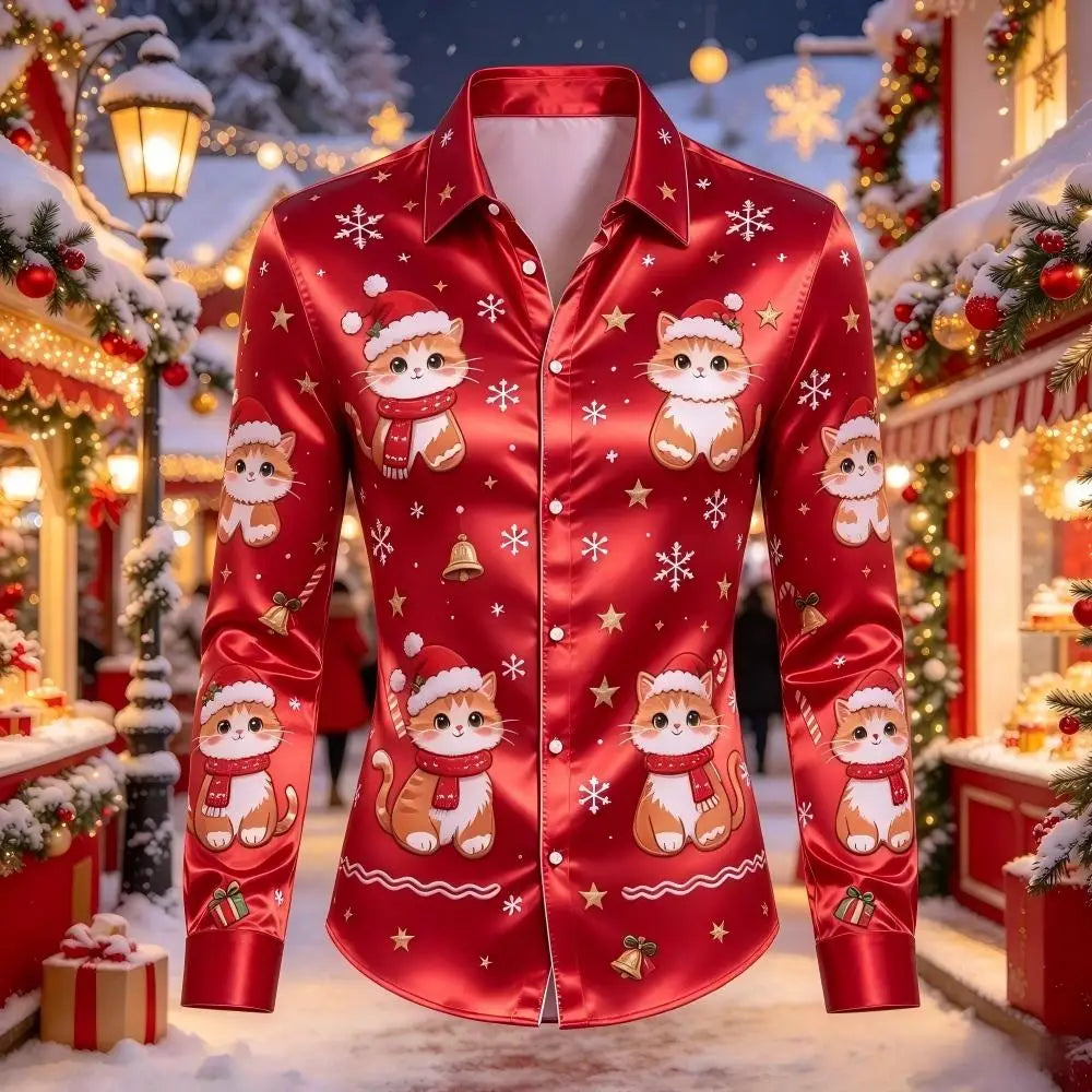 Louis | Men's Christmas Blouse with Gingerbread Print