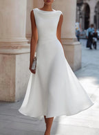 Maartje | Women's Draped Cowl-Neck Ruched-Waist Midi Dress