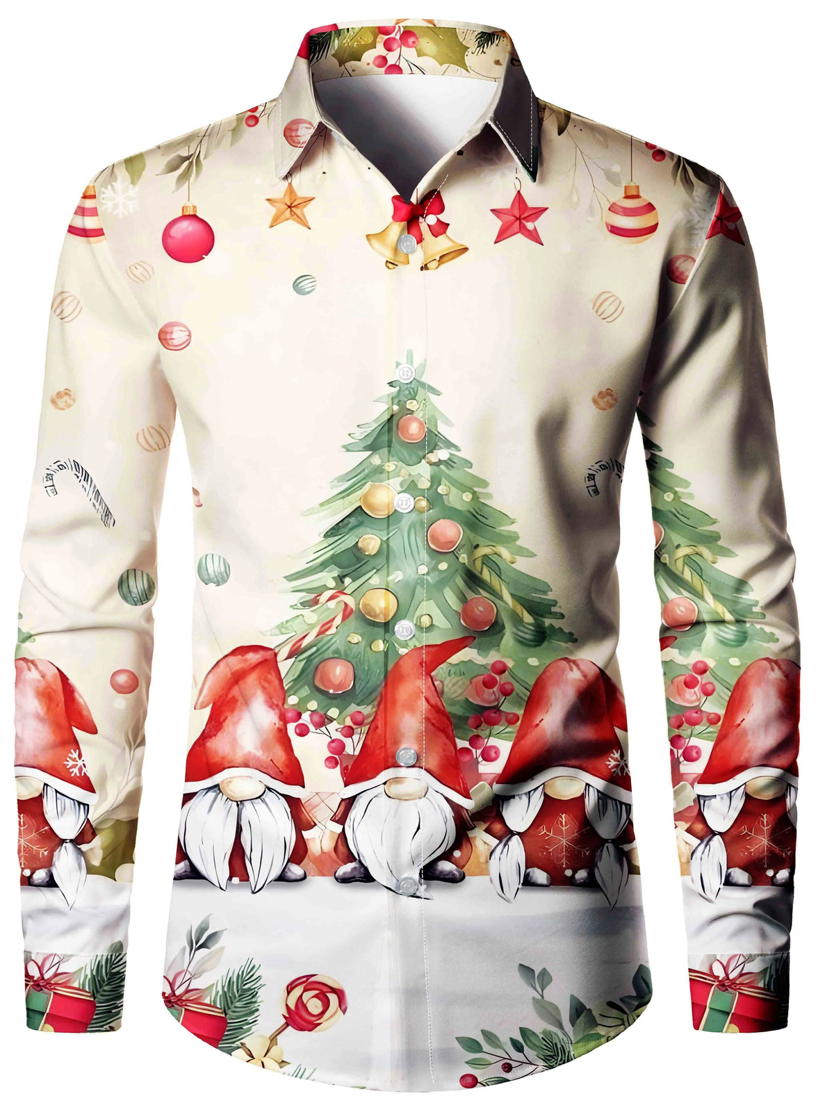 Ambros | Christmas Blouse Faux-Tailcoat Button-Down Shirt for Men