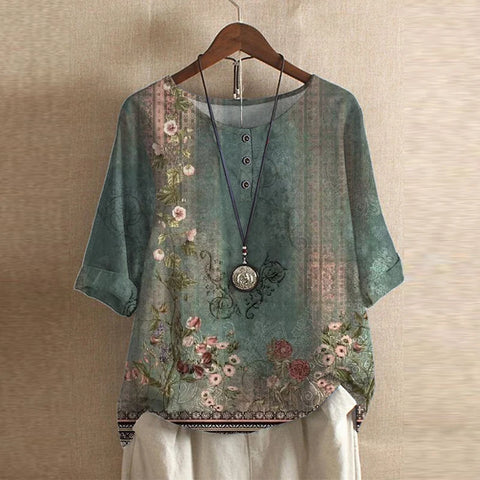 Chiara | Women's Floral Print Short Sleeve Blouse