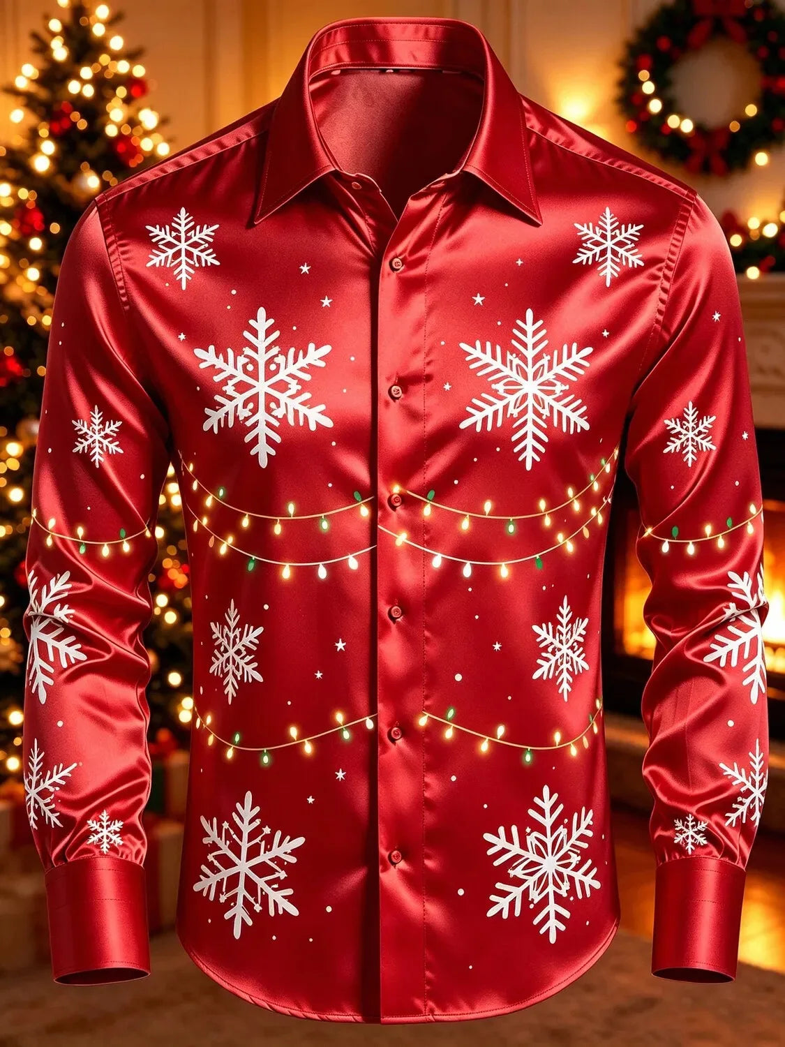 Ingo | Men's Reindeer Print Christmas Blouse Button-Down