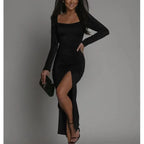 Dorothea | Women's Ruched Bodycon Maxi Dress with Side Slit