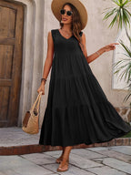 Nicoline | Women's Tiered A-Line Sleeveless Midi Dress