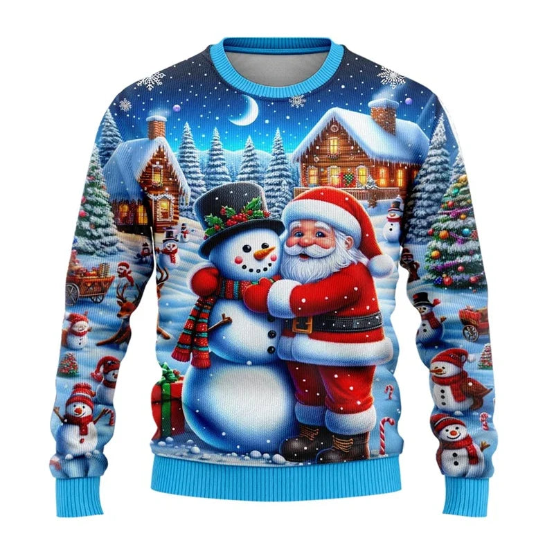 Siegbert | Men's Snowflake Print Crew Neck Christmas Blouse