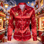 Louis | Men's Christmas Blouse with Gingerbread Print