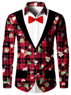 Ambros | Christmas Blouse Faux-Tailcoat Button-Down Shirt for Men