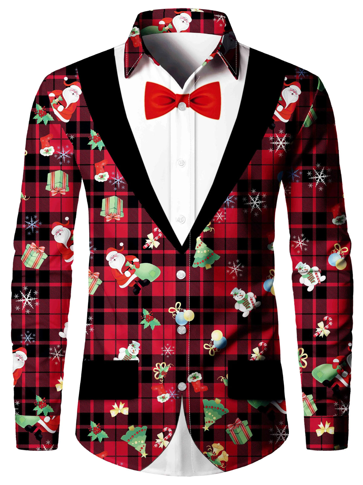Ambros | Christmas Blouse Faux-Tailcoat Button-Down Shirt for Men