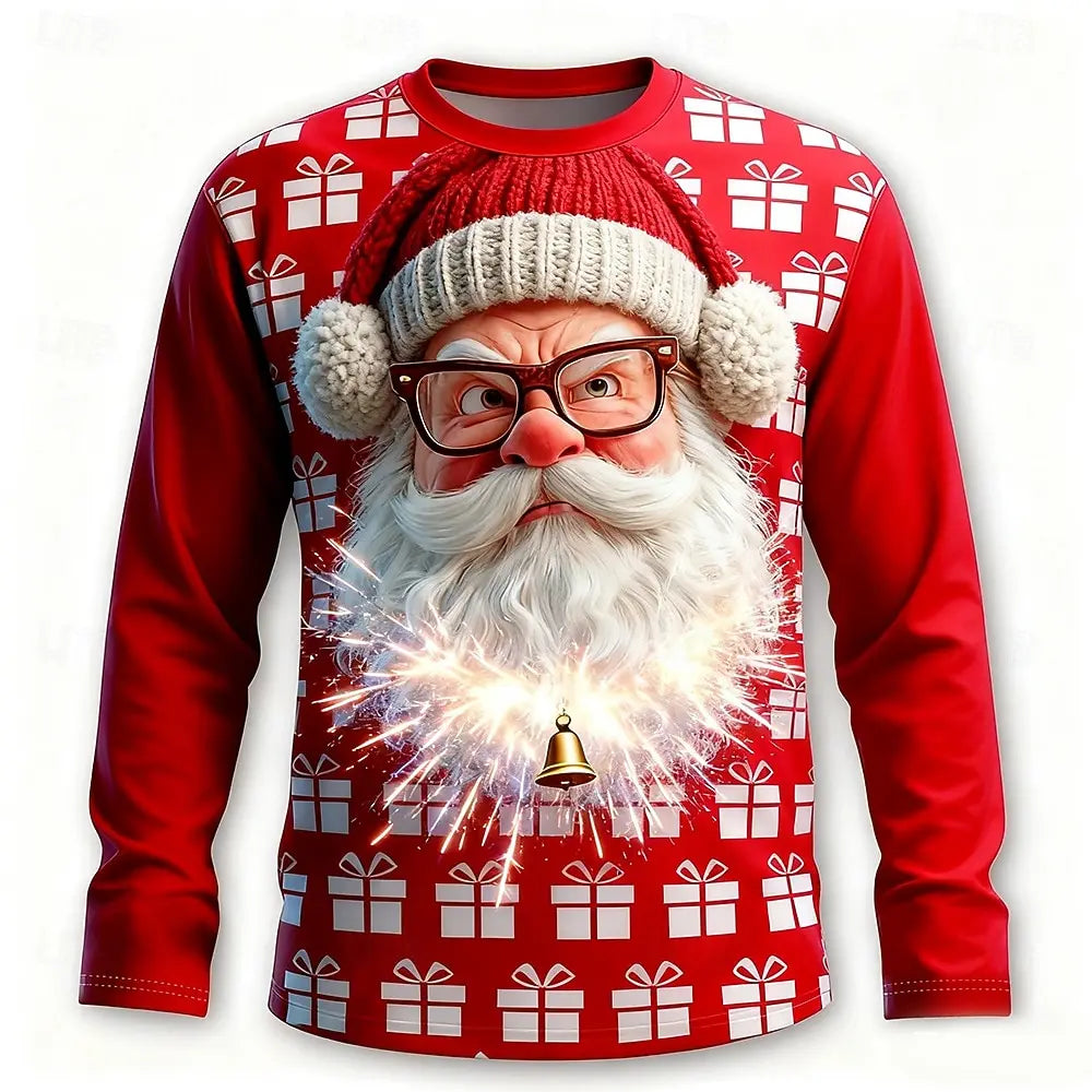 Xaver | Men's Printed Santa Crew Neck Christmas Blouse