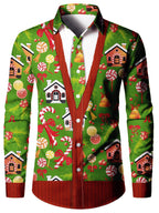 Ambros | Christmas Blouse Faux-Tailcoat Button-Down Shirt for Men