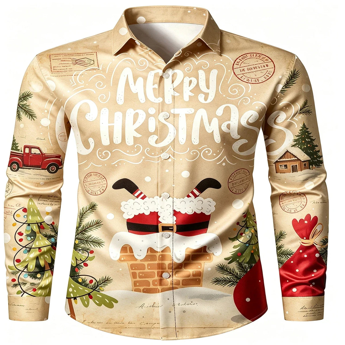 Gerner | Men's Printed Button-Up Christmas Blouse