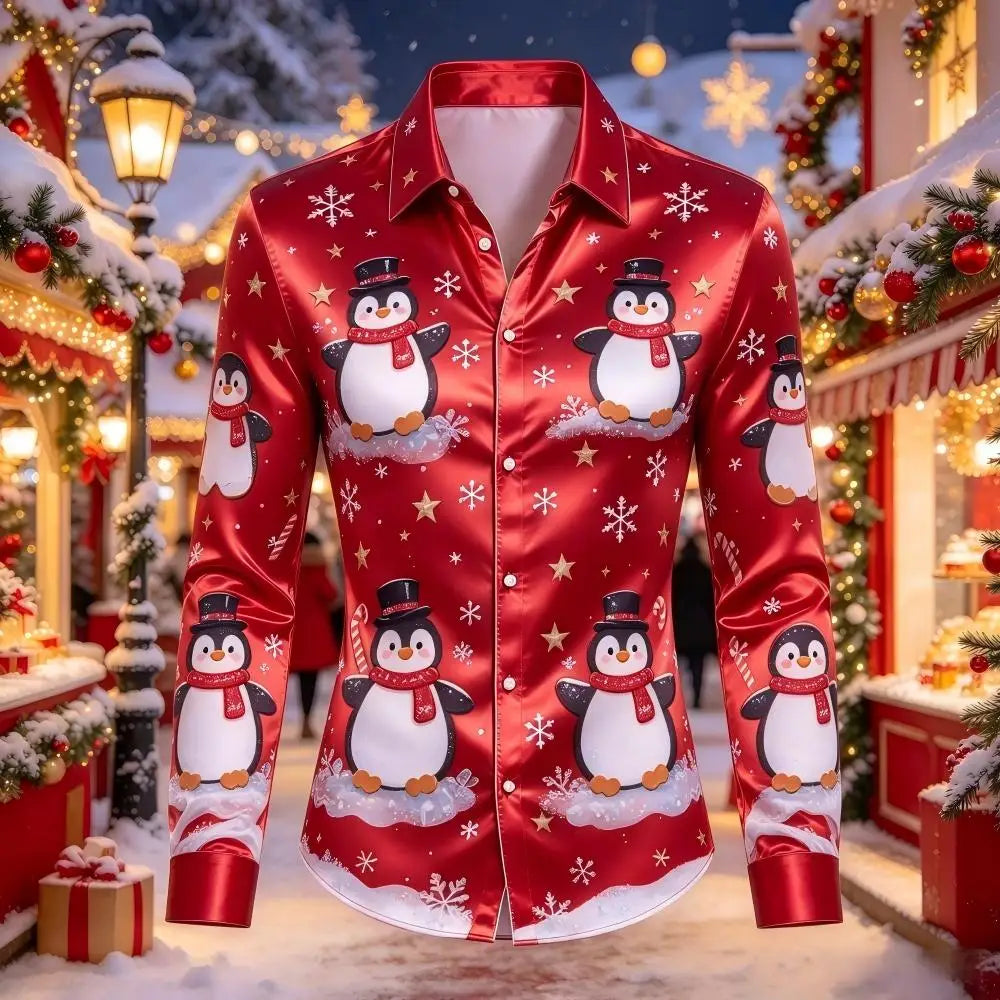 Louis | Men's Christmas Blouse with Gingerbread Print