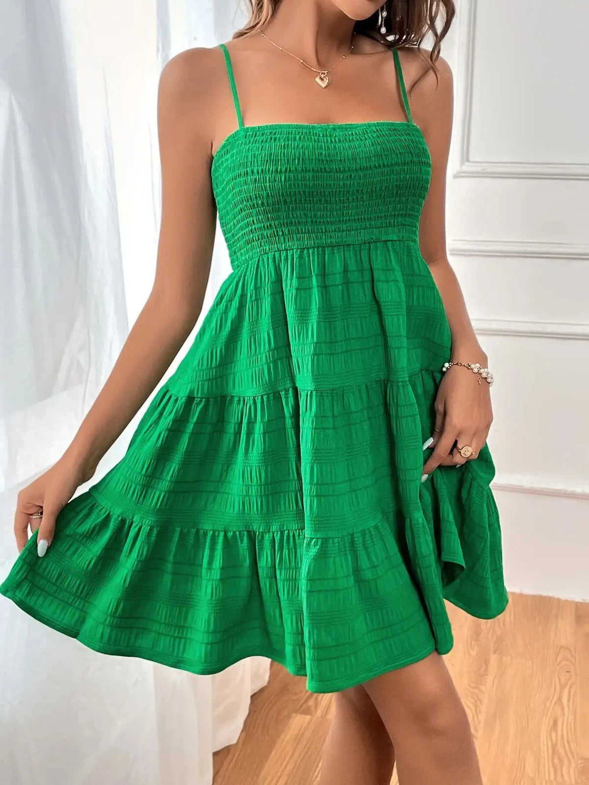 Neele | Women's Smocked Bustier Tiered Mini Dress