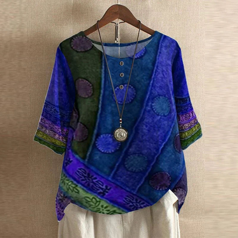 Chiara | Women's Floral Print Short Sleeve Blouse