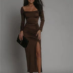 Dorothea | Women's Ruched Bodycon Maxi Dress with Side Slit