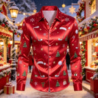 Louis | Men's Christmas Blouse with Gingerbread Print