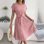 Nika | Women's Floral Pleated A-Line Midi Dress