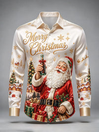 Cesaire | Men's Santa Print Button-Up Christmas Blouse